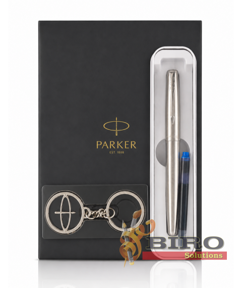 Set cadou Parker Frontier SS CT – stilou + agendă + cutie metalică + breloc Parker